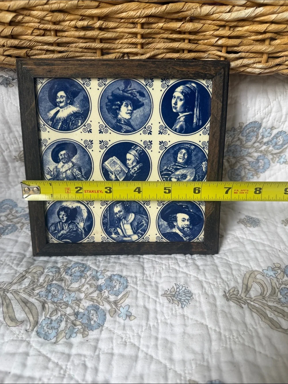 Framed Blue Delft Portrait Tile Art - Classic Home Accents